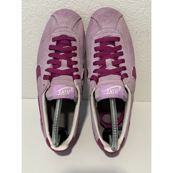 Nike Cortez ID Womens Running Shoes Sneakers Size 8 Pink Suede Black 331986-997