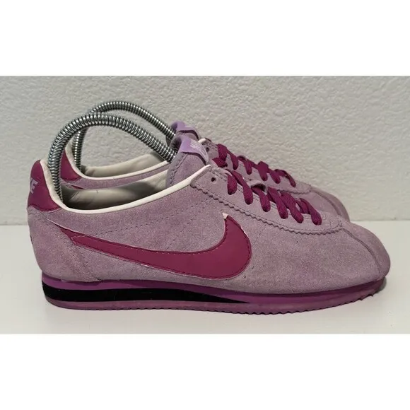 Nike Cortez ID Womens Running Shoes Sneakers Size 8 Pink Suede Black 331986-997