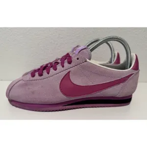 Nike Cortez ID Womens Running Shoes Sneakers Size 8 Pink Suede Black 331986-997