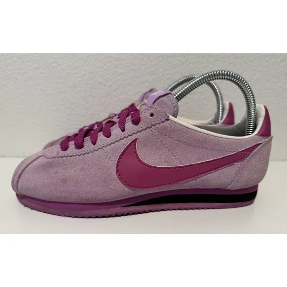 Nike Cortez ID Womens Running Shoes Sneakers Size 8 Pink Suede Black 331986-997