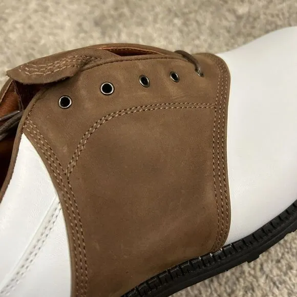 Nike Course Air Excel Golf Shoes Rubber Spike Mens 10.5‎ White Brown New Defects