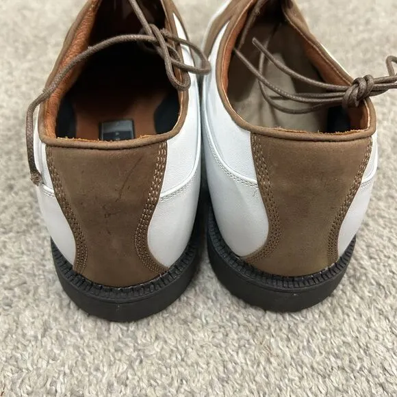 Nike Course Air Excel Golf Shoes Rubber Spike Mens 10.5‎ White Brown New Defects