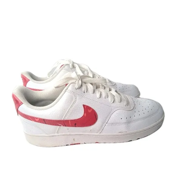 Nike Court Vision Low Shoes Men's Size 9.5 Sneakers Swoosh Print Red