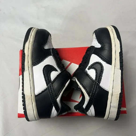 Nike Dunk Low (TDE) Sneakers Black White Toddler Shoelaces Shoes Size 6C