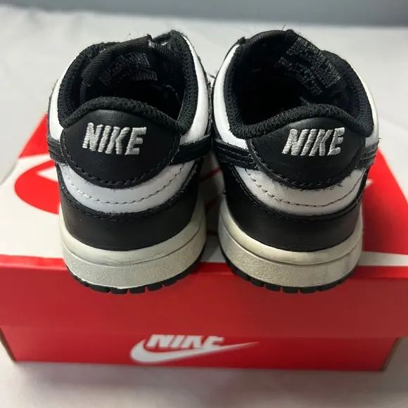 Nike Dunk Low (TDE) Sneakers Black White Toddler Shoelaces Shoes Size 6C
