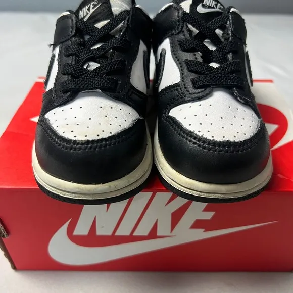 Nike Dunk Low (TDE) Sneakers Black White Toddler Shoelaces Shoes Size 6C