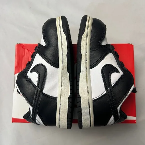 Nike Dunk Low (TDE) Sneakers Black White Toddler Shoelaces Shoes Size 6C