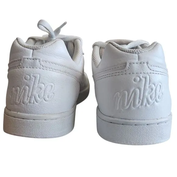 Nike Ebernon Low Lace Up Classic Sneaker Shoes Triple White Leather Men's Sz 9.5