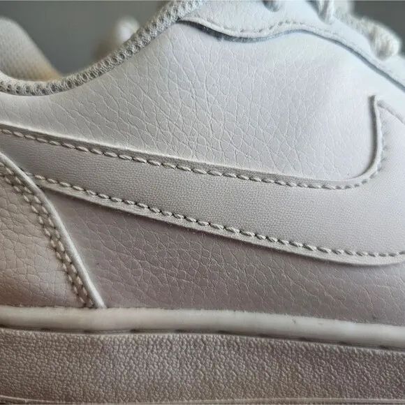 Nike Ebernon Low Lace Up Classic Sneaker Shoes Triple White Leather Men's Sz 9.5