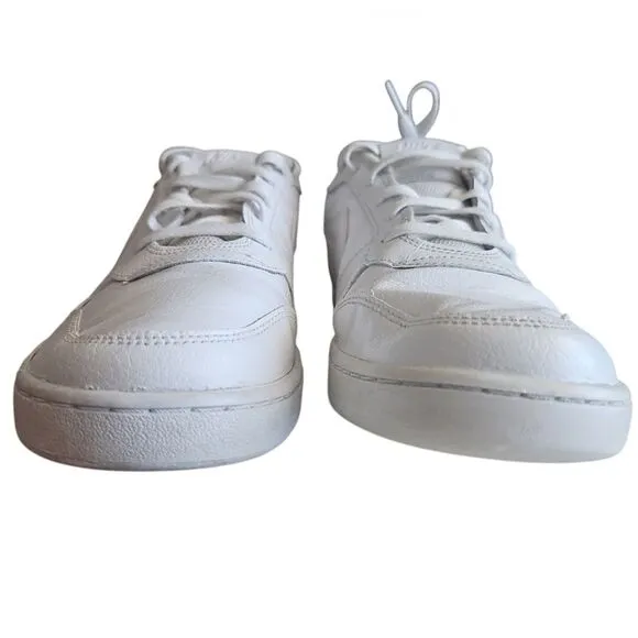 Nike Ebernon Low Lace Up Classic Sneaker Shoes Triple White Leather Men's Sz 9.5
