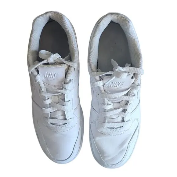 Nike Ebernon Low Lace Up Classic Sneaker Shoes Triple White Leather Men's Sz 9.5