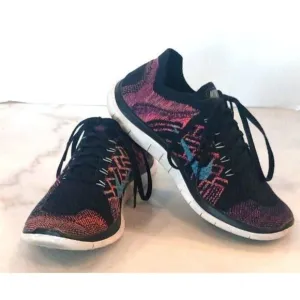 Nike Free RN Flyknit Running Shoes Fire Pink Grape Womens Size 8‎