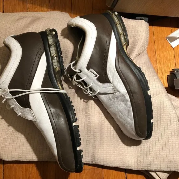 Nike Golf men leather shoes white and brown 10 1/2