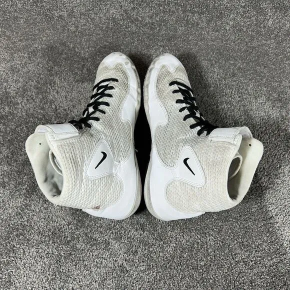 Nike Inflict 3 White Suede Black Swoosh Wrestling Shoes 325256-101 Mens Size 8.5