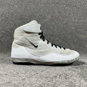 Nike Inflict 3 White Suede Black Swoosh Wrestling Shoes 325256-101 Mens Size 8.5