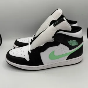 Nike Jordan Air 1 Mid Green Glow White/black Sneakers Size 13 DQ8426-103 New