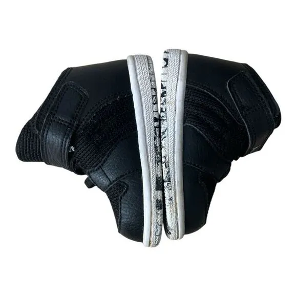 Nike Jordan Black Mid Toddler Kids Shoes 4C Sneakers 828244-010 Strap-Closure