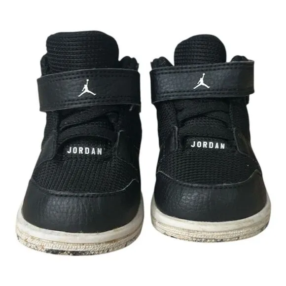 Nike Jordan Black Mid Toddler Kids Shoes 4C Sneakers 828244-010 Strap-Closure