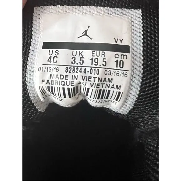 Nike Jordan Black Mid Toddler Kids Shoes 4C Sneakers 828244-010 Strap-Closure