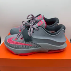 Nike KD VII Basketball Shoes Sneakers Athletic Comfort Gray Pink Kids 6Y