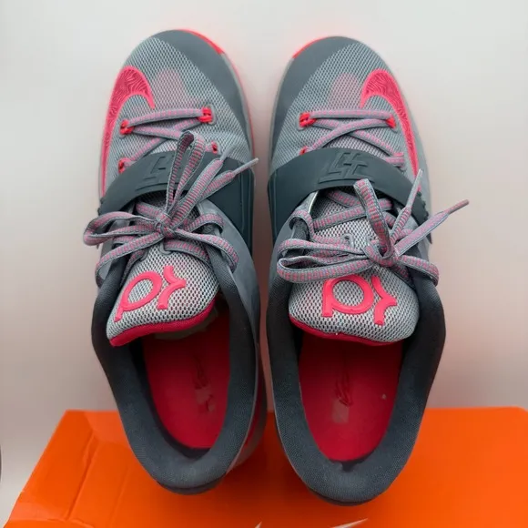 Nike KD VII Basketball Shoes Sneakers Athletic Comfort Gray Pink Kids 6Y