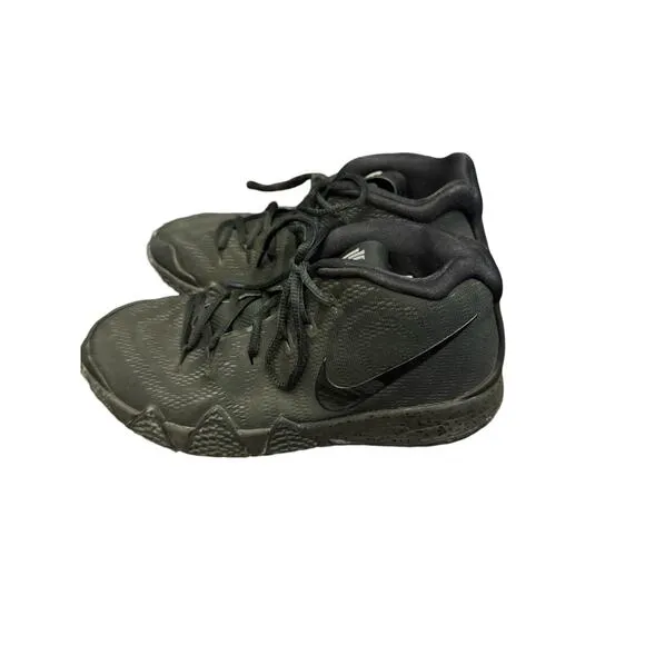 Nike Kyrie 4 GS Mid Boys Triple Black Mesh Basketball Sneakers Shoes Size 6.5Y