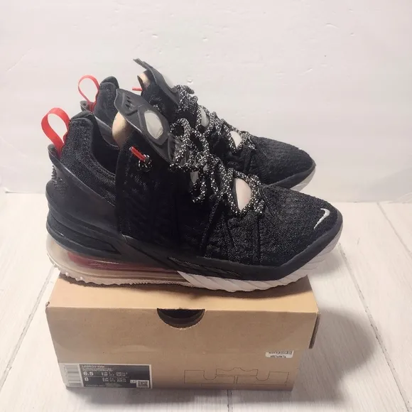 Nike LeBron 18 Black University Red Sneakers Shoes Size 6.5