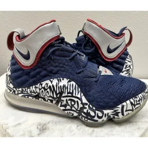 Nike LeBron 4 Cold Blue Graffiti Sneakers Size 9.5 Mens Shoes Basketball