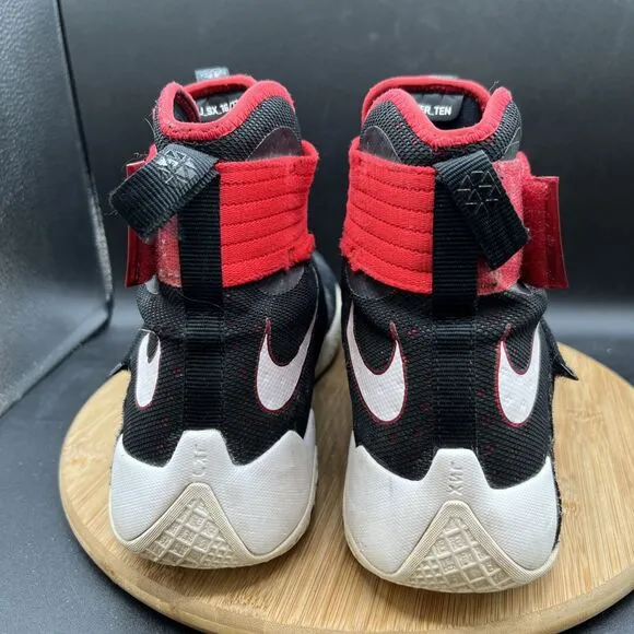 Nike LeBron James Soldier 10 Mens Size 13 Shoes Black Red Mesh 844374-016