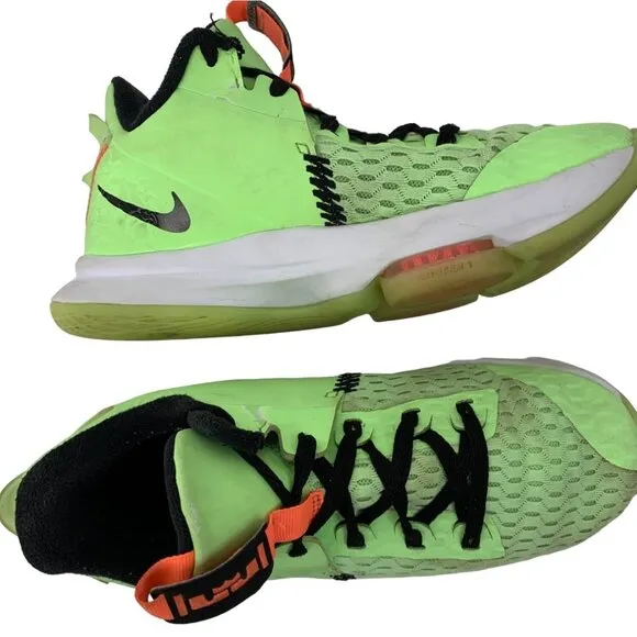 Nike LeBron Witness V5 Basketball Shoes Neon Green Size 8.5 US 7914 Used