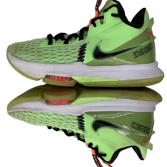 Nike LeBron Witness V5 Basketball Shoes Neon Green Size 8.5 US 7914 Used