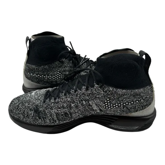 Nike Lunar Magista II Flyknit FC Shoes Mens 11.5 Black White Sneakers 876385-001