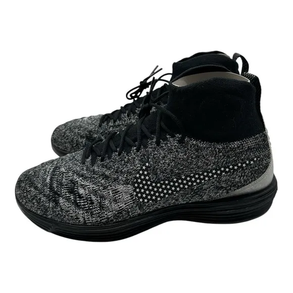 Nike Lunar Magista II Flyknit FC Shoes Mens 11.5 Black White Sneakers 876385-001