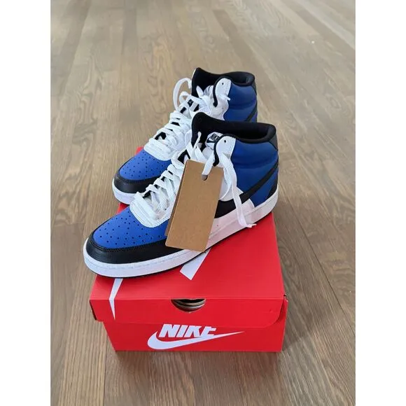 Nike Men's Court Vision Mid Sneakers Shoes Game Royal Blue, Sz 9