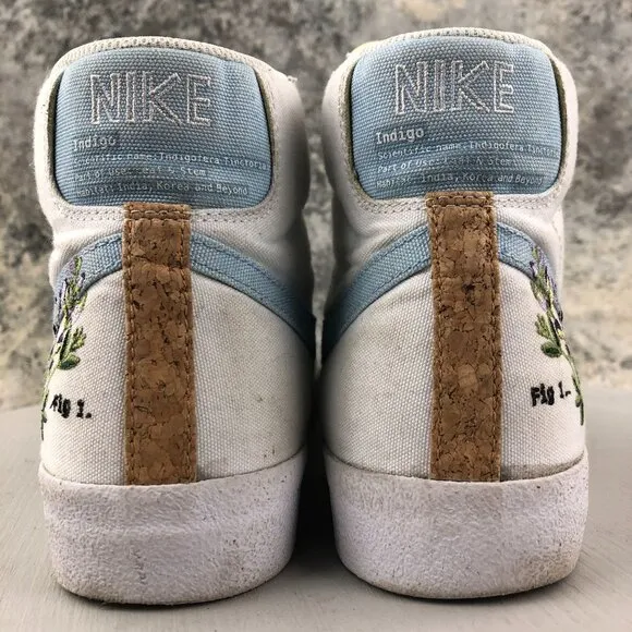 Nike Men's Size 8.5 Blazer Mid 77 White Indigo Blue Canvas Sneakers CI1166-100