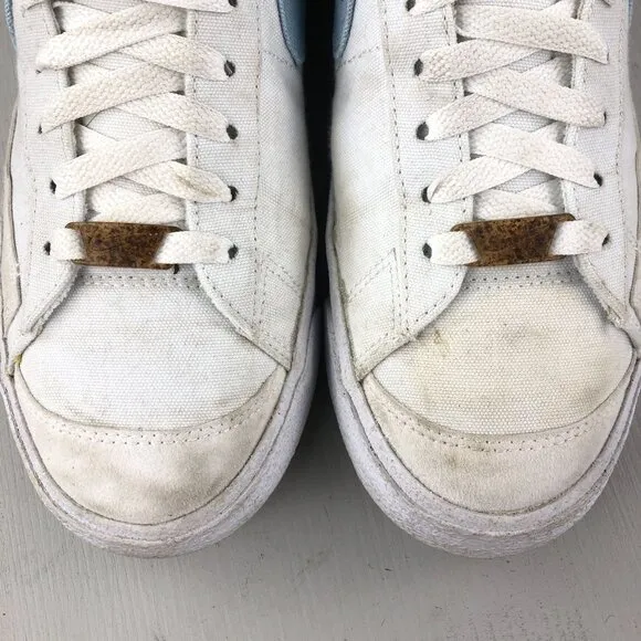 Nike Men's Size 8.5 Blazer Mid 77 White Indigo Blue Canvas Sneakers CI1166-100
