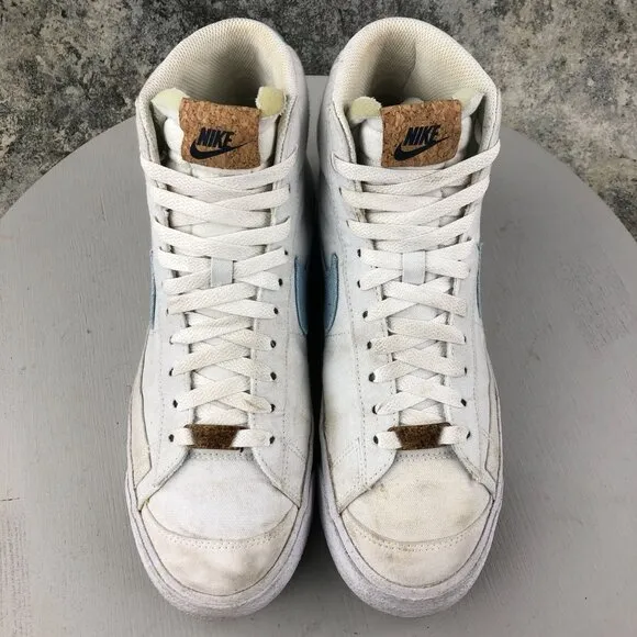 Nike Men's Size 8.5 Blazer Mid 77 White Indigo Blue Canvas Sneakers CI1166-100
