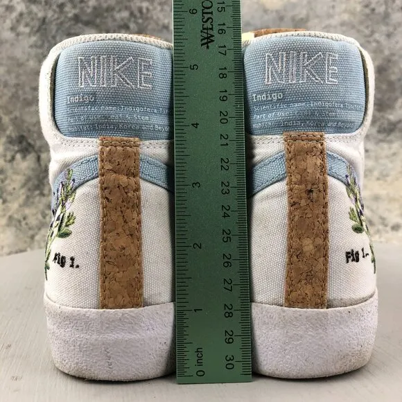 Nike Men's Size 8.5 Blazer Mid 77 White Indigo Blue Canvas Sneakers CI1166-100