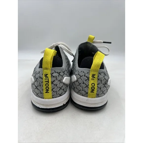 Nike Metcon Shoes Mens 10.5 DSX Flyknit 2X Training Dynamic Yellow Gray Sneakers