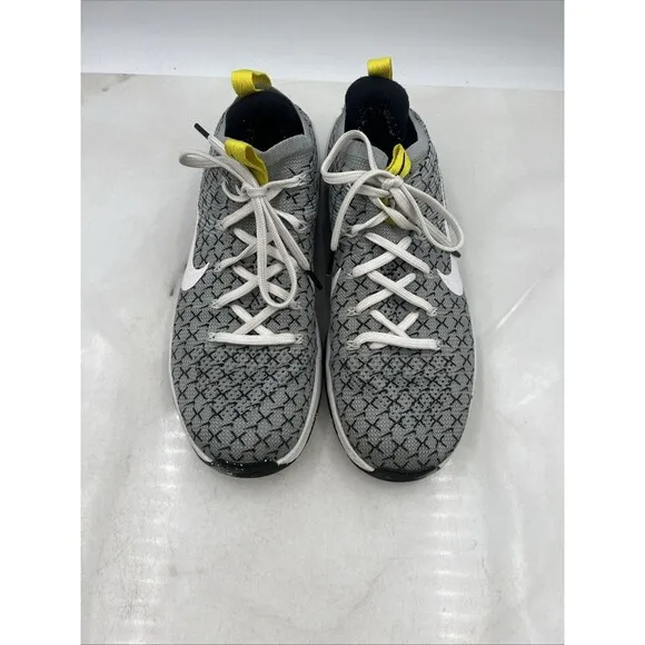 Nike Metcon Shoes Mens 10.5 DSX Flyknit 2X Training Dynamic Yellow Gray Sneakers