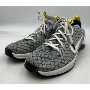 Nike Metcon Shoes Mens 10.5 DSX Flyknit 2X Training Dynamic Yellow Gray Sneakers