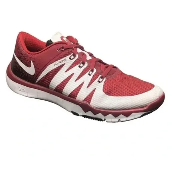 Nike Oklahoma Sooners Mens 11.5 Sneakers Shoes Red White Flywire Free Trainer