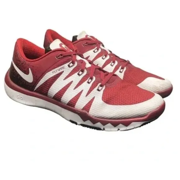 Nike Oklahoma Sooners Mens 11.5 Sneakers Shoes Red White Flywire Free Trainer
