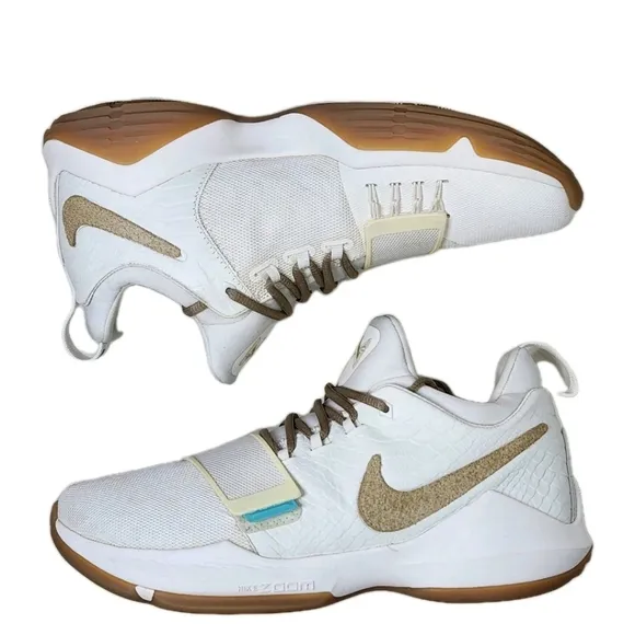 NIKE PG 1 'Ivory' Sz 10.5 Ivory/Oatmeal-Gum Light Brown-Vivid Sky 878627-110