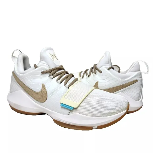 NIKE PG 1 'Ivory' Sz 10.5 Ivory/Oatmeal-Gum Light Brown-Vivid Sky 878627-110