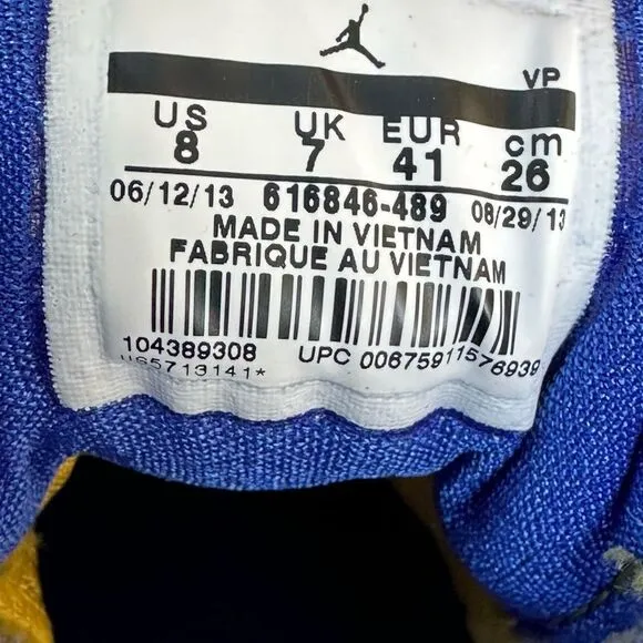 Nike Prime Flight Jordans Golden State Warriors Sneakers Shoes Size 8