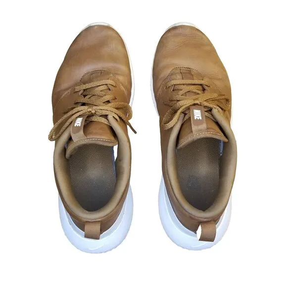 NIKE Roshe G Premium Men's Size 10 Brown Leather Spikeless Golf Shoes AA1838-200