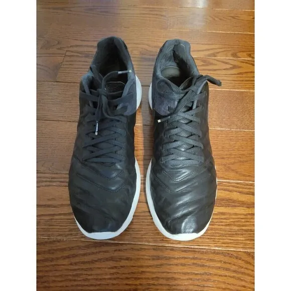 Nike  Size 12 Roshe Tiempo 6 Men's Black Leather Suede Running Shoes 853535-002