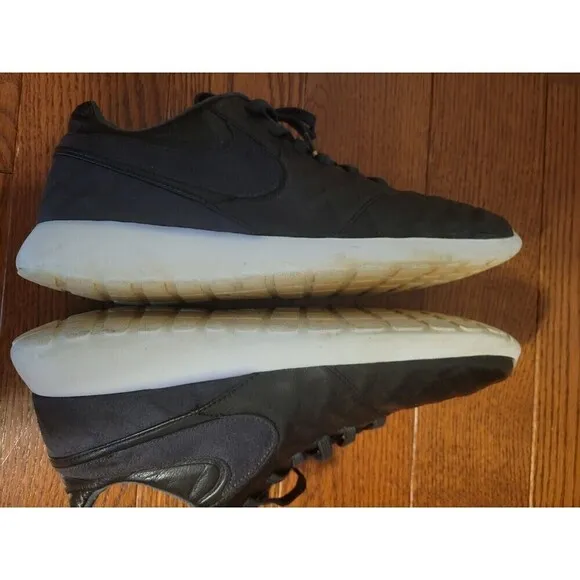 Nike  Size 12 Roshe Tiempo 6 Men's Black Leather Suede Running Shoes 853535-002