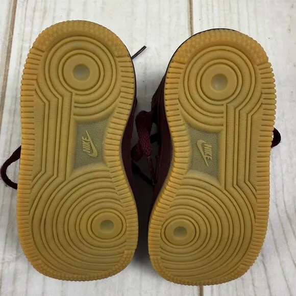 nike toddler air force 1 mid LV8 burgundy suede shoes 8C